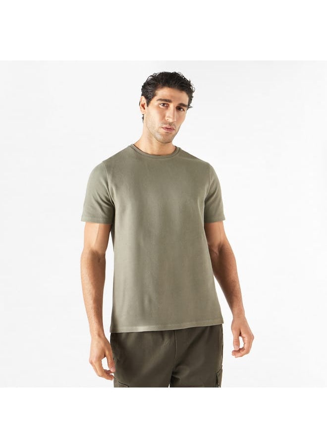 Iconic - Iconic Textured T-shirt with Crew Neck and Short Sleeves - Image 1