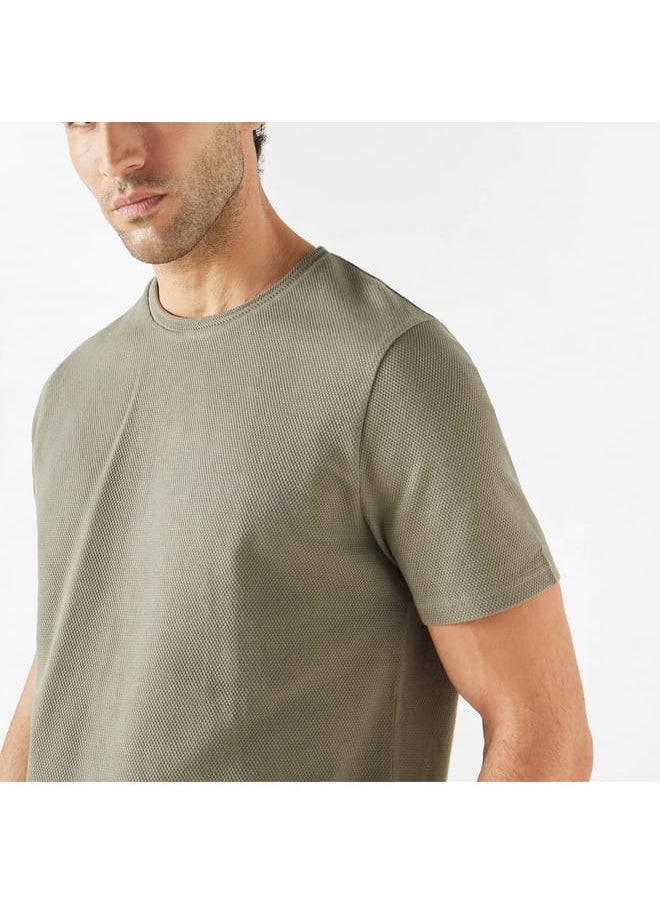 Iconic - Iconic Textured T-shirt with Crew Neck and Short Sleeves - Image 1