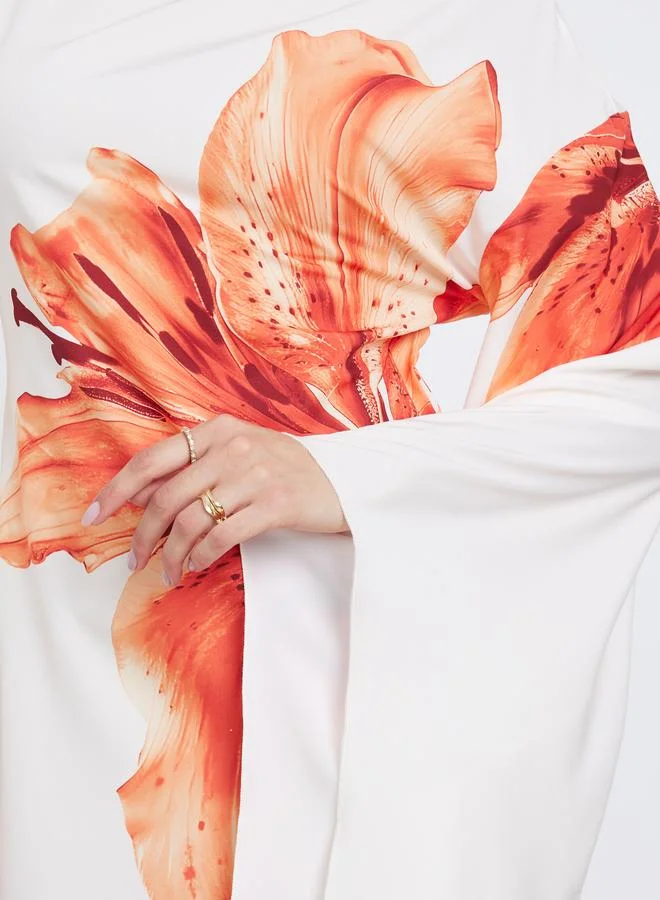 Take Two Floral Printed Bell Sleeve A-Line Maxi Dress