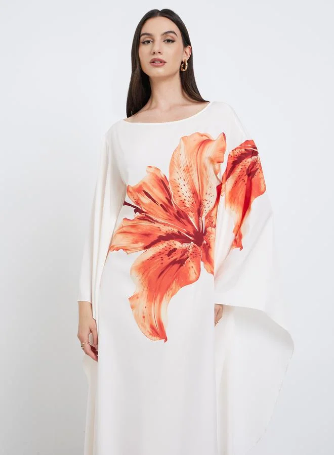 Take Two Take Two Floral Printed Bell Sleeve A-Line Maxi Dress