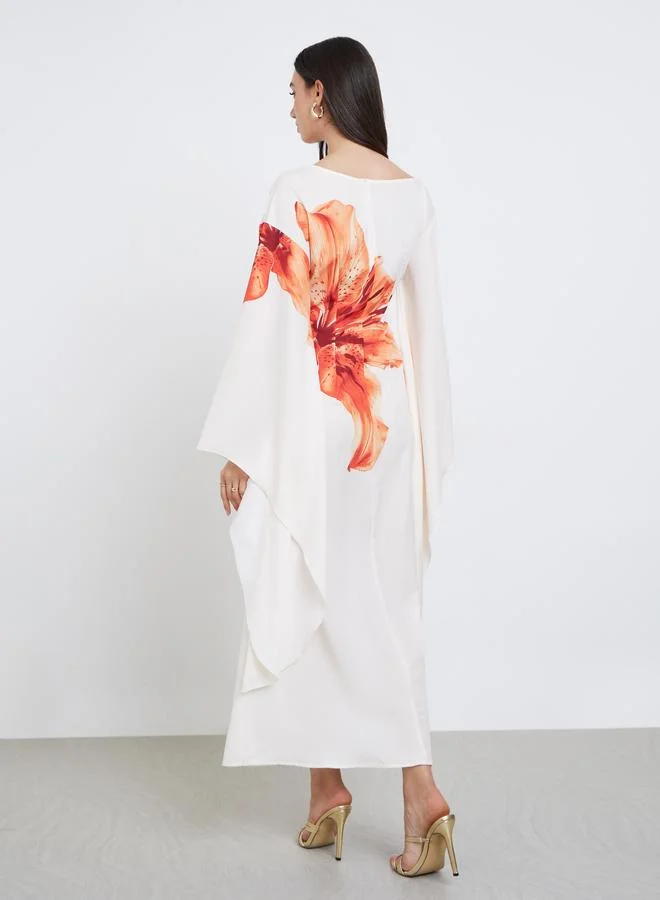 Take Two Floral Printed Bell Sleeve A-Line Maxi Dress