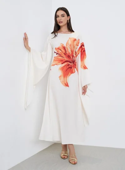 Take Two Floral Printed Bell Sleeve A-Line Maxi Dress