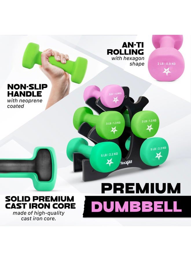Yes4All Dumbbells Neoprene With Non Slip Grip Light Green, 6 Lbs (Set Of 2), D5XI - Image 4