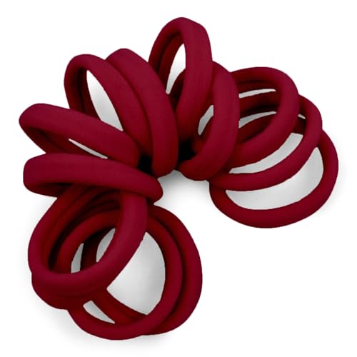 Cyndibands Seamless Hair Ties Burgundy Gentle Hair Ties No Damage Standard Size 15 Inch Soft and Stretchy Nylon Fabric Ponytail Holders 12 Count - Image 2