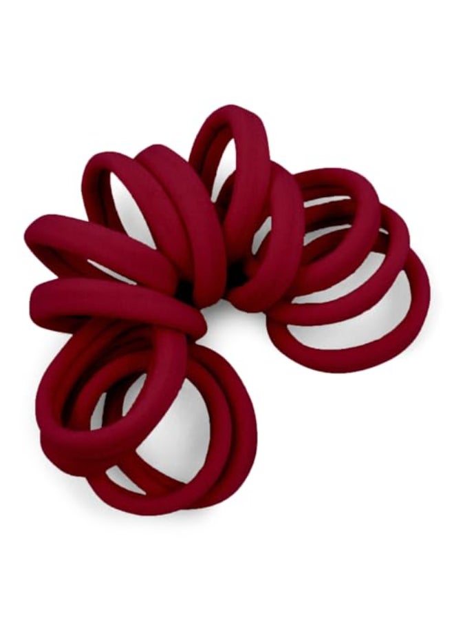 Cyndibands Seamless Hair Ties Burgundy Gentle Hair Ties No Damage Standard Size 15 Inch Soft and Stretchy Nylon Fabric Ponytail Holders 12 Count - Image 1