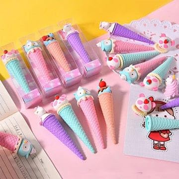 DEOXY Ice-Cream Theme Erasers Set for Kids,Set for Return Gift, Stationary Set for Kids, Rubber Eraser, Stationary – Pack of 4 (QH1001) - Image 2