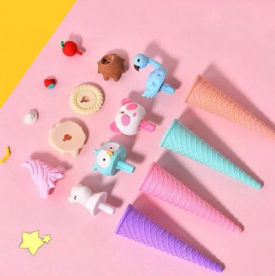 DEOXY Ice-Cream Theme Erasers Set for Kids,Set for Return Gift, Stationary Set for Kids, Rubber Eraser, Stationary – Pack of 4 (QH1001) - Image 4