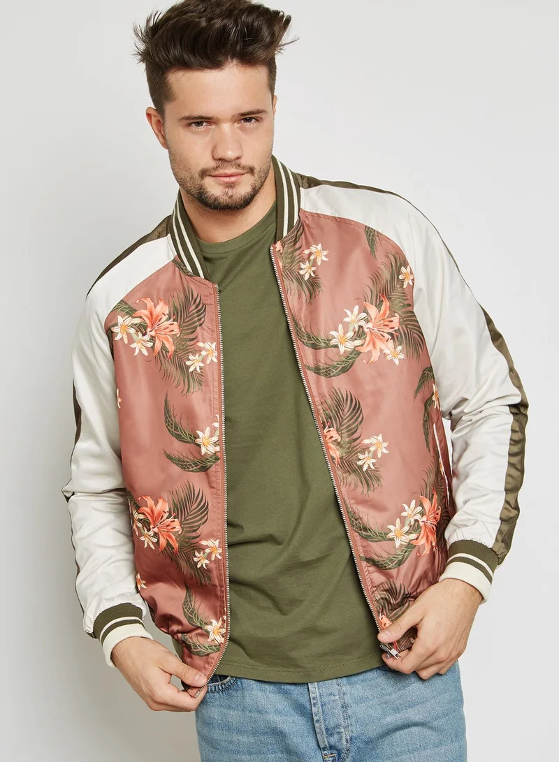 TOPMAN Tropical Striped Bomber Jacket