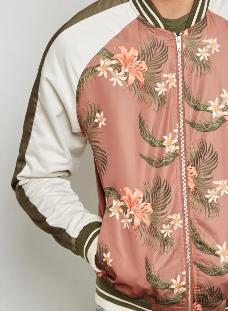 TOPMAN Tropical Striped Bomber Jacket