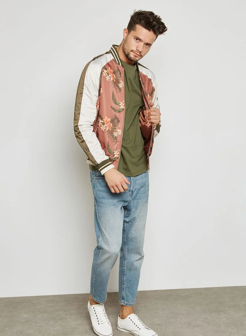 TOPMAN Tropical Striped Bomber Jacket