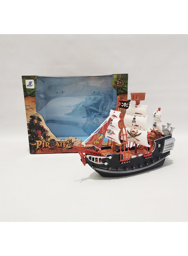 Caribbean Pirate Ship Toy Model June 1 Children's Day Small Gift Boys Play Home Doll Sailing Thief Ship-Color:Medium Pirate Ship - Image 1