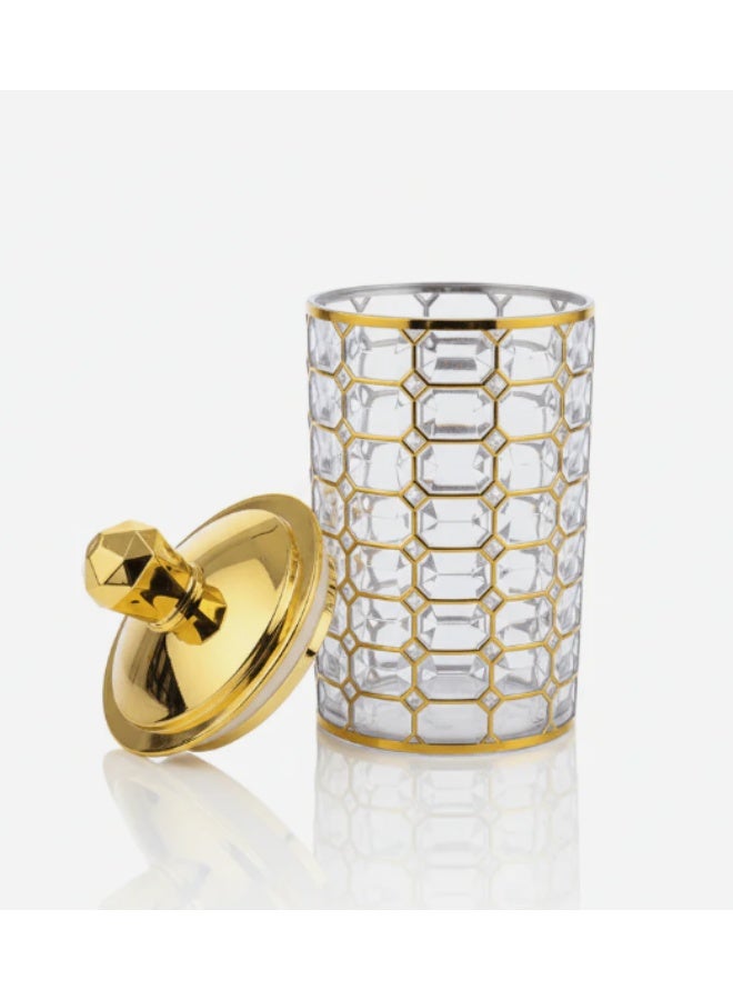 AKDC Premium Round Airtight Acrylic Storage Canister with Transparent Body & Refined Gold Pattern Lid – Decorative Kitchen Jar, 800 ml - Image 2