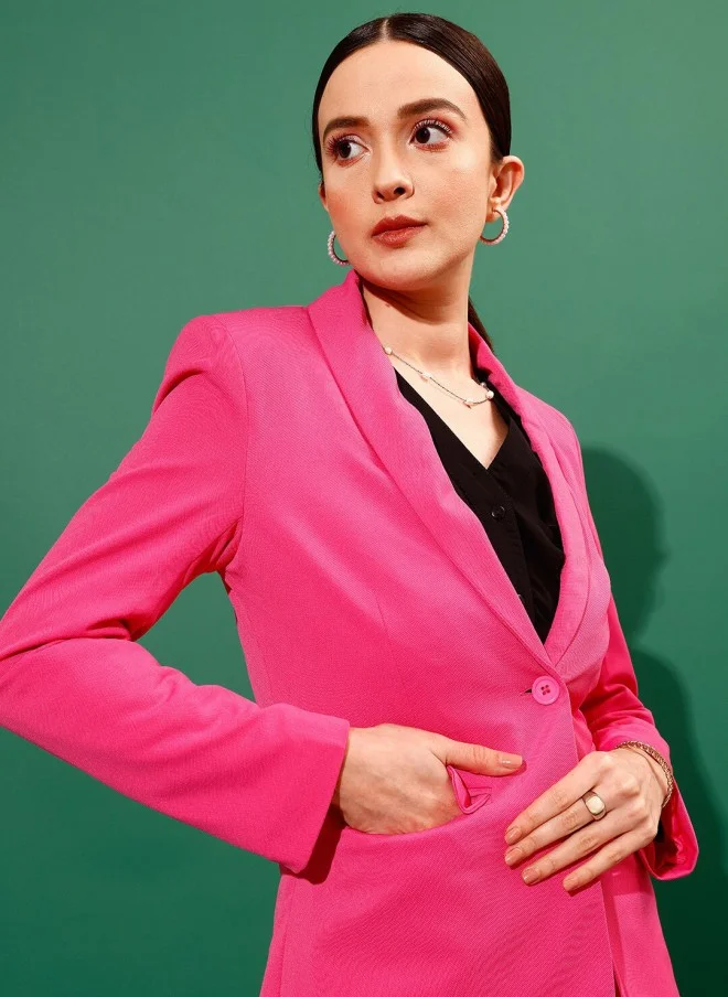 STREET 9 Pink Slim-Fit Formal Blazer for Women