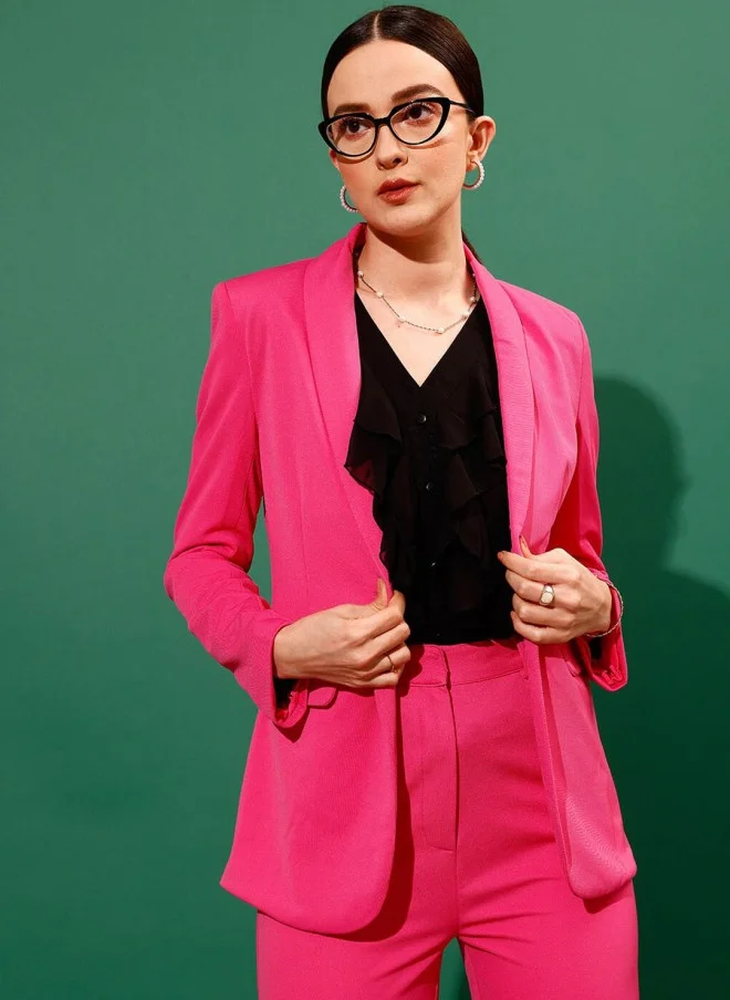 STREET 9 Pink Slim-Fit Formal Blazer for Women