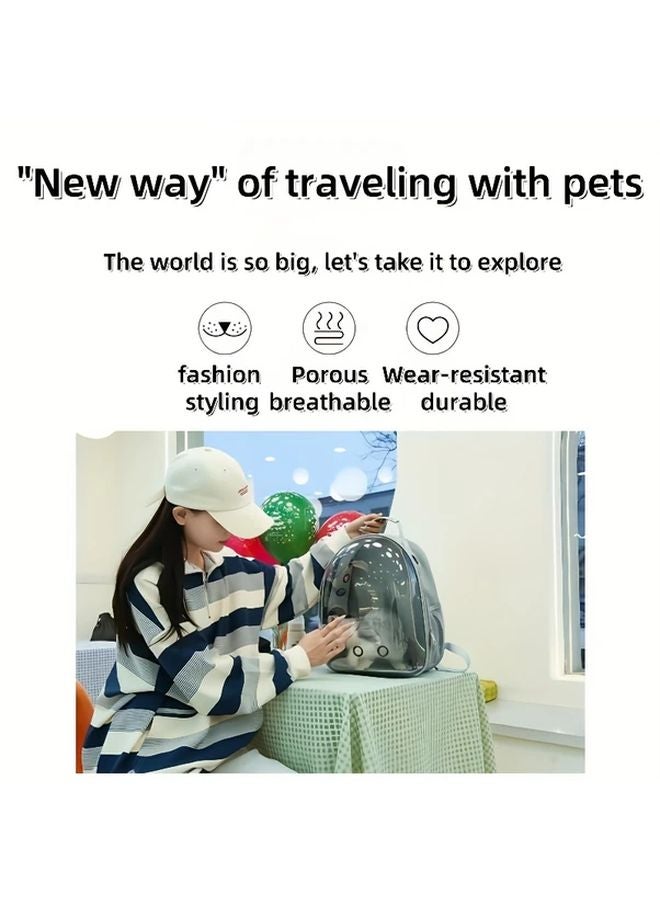 Dark Blue Transparent Pet Backpack Breathable Carrier For Cats Rabbits Travel Hiking - Image 5