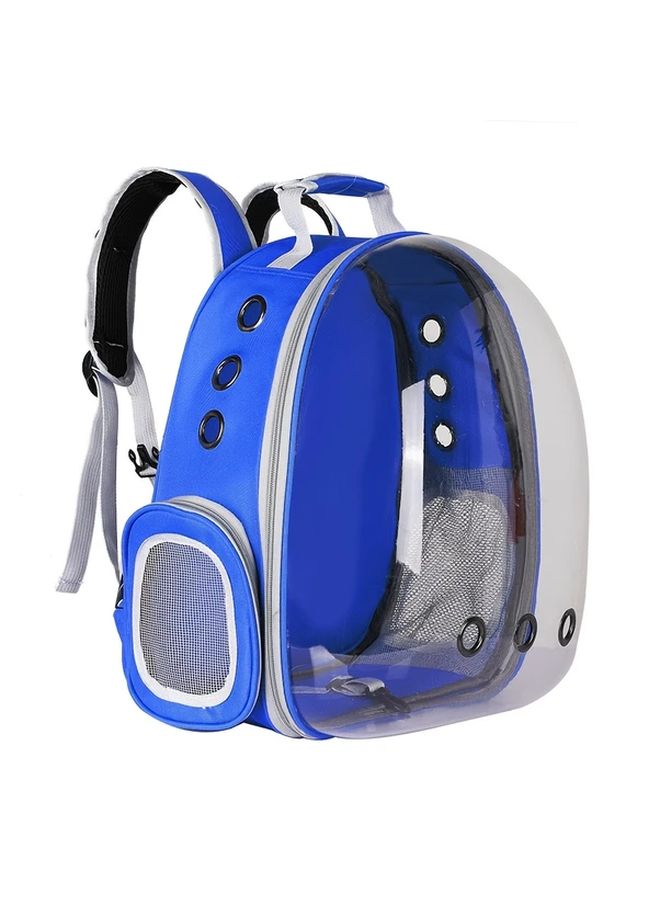 Dark Blue Transparent Pet Backpack Breathable Carrier For Cats Rabbits Travel Hiking - Image 1