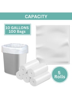 AlsayedP 10 Gallons 100 Trash Bags Heavy Duty White Plastic Garbage Bags for Contractor, Industrial, Home, Kitchen, Commercial, Yard, Lawn, Leaf (10 Gallons, 100 Bags)  - Image 2
