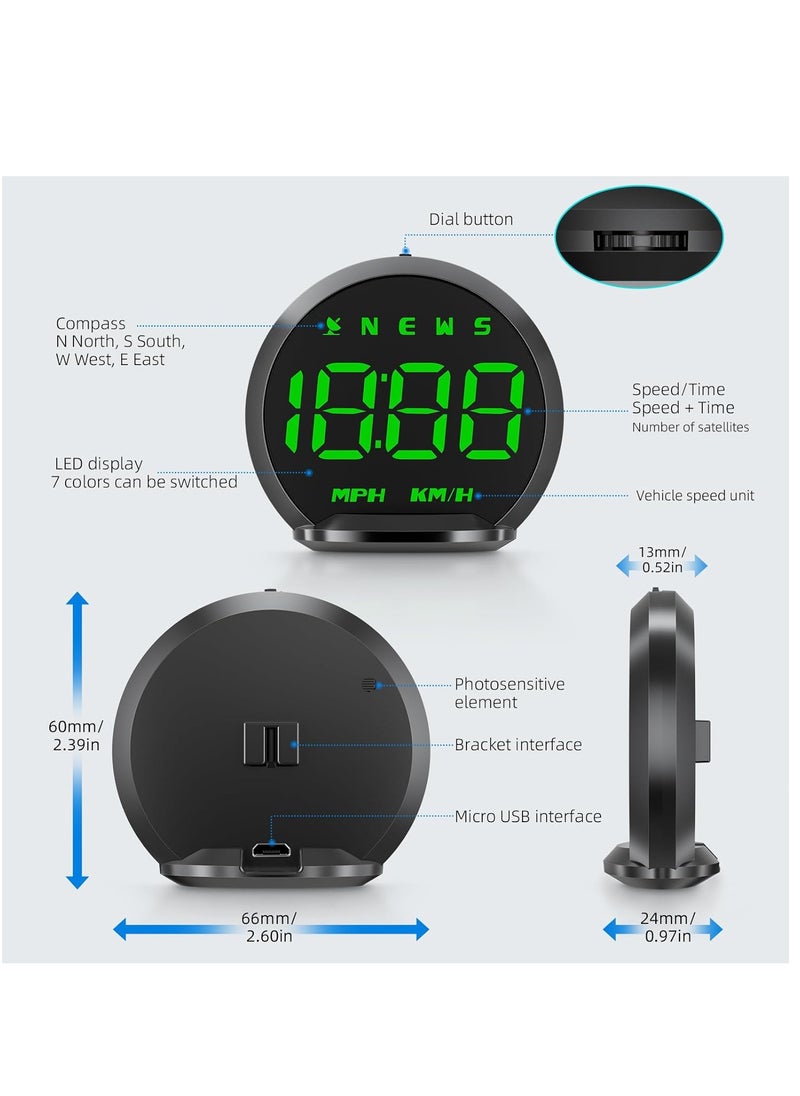 Furtey - Heads Up Display for Cars, GPS Speedometer for Car, Universal Digital Speedometer HUD Display for All Vehicles, Plug and Play - Image 1