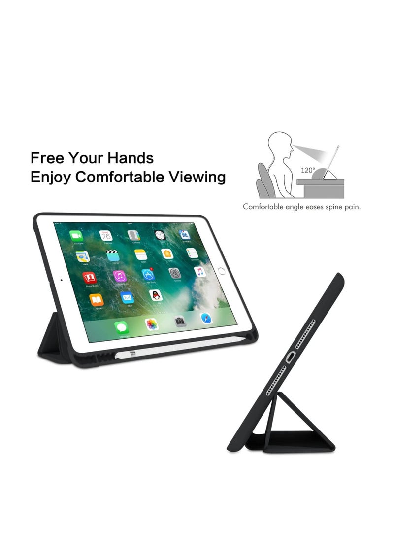 IPad 6th Generation Case iPad 5th Generation Case with Pencil Holder Premium Folio Folding Stand Smart Auto Wake Sleep Protective Tablet Case Cover For  IPad 9.7 Inch 2018 2017 Black - Image 2