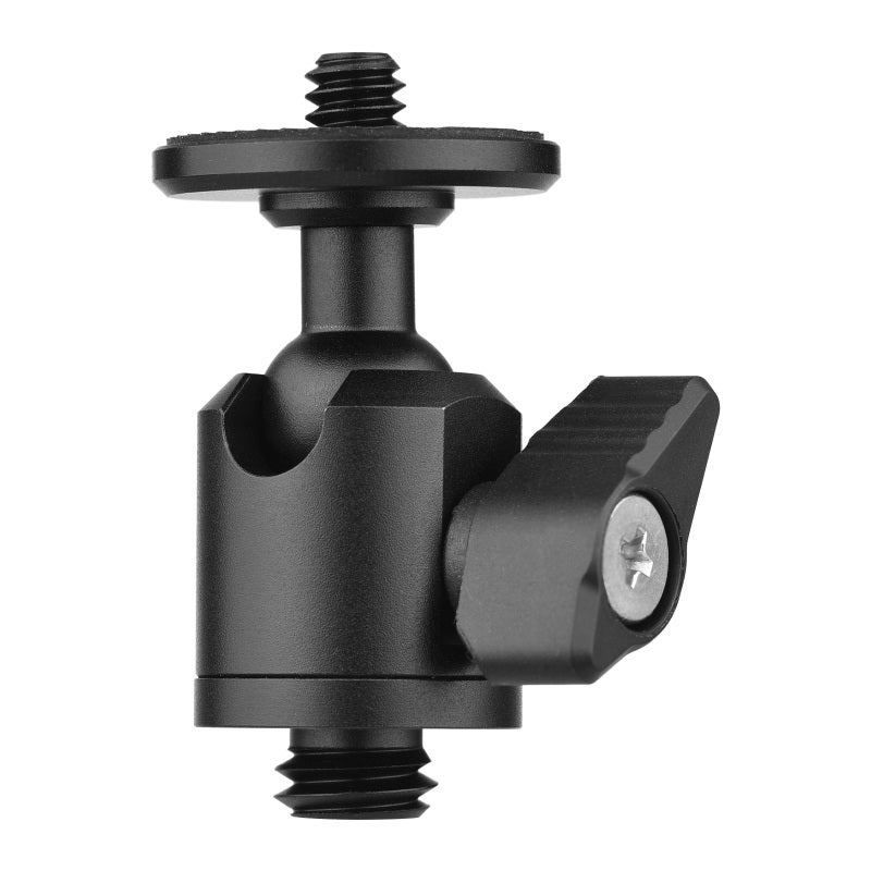 Mini Ball Head: Aluminum Alloy 3/8 Inch Bottom Screw - Anti-Slip Rubber Ring 1/4 Inch Top Screw For Camera, Video Light, Microphone Mount 360° Rotation 90° Tilt Angle For Tripod, Camera Cage Setup - Image 2
