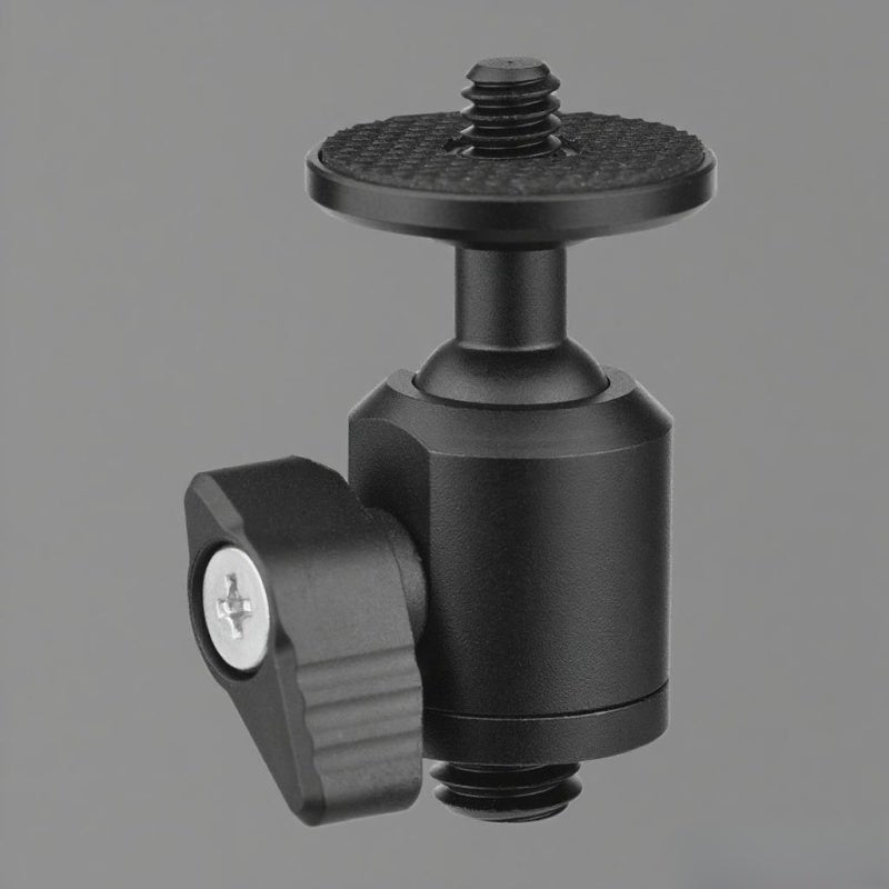 Mini Ball Head: Aluminum Alloy 3/8 Inch Bottom Screw - Anti-Slip Rubber Ring 1/4 Inch Top Screw For Camera, Video Light, Microphone Mount 360° Rotation 90° Tilt Angle For Tripod, Camera Cage Setup - Image 5
