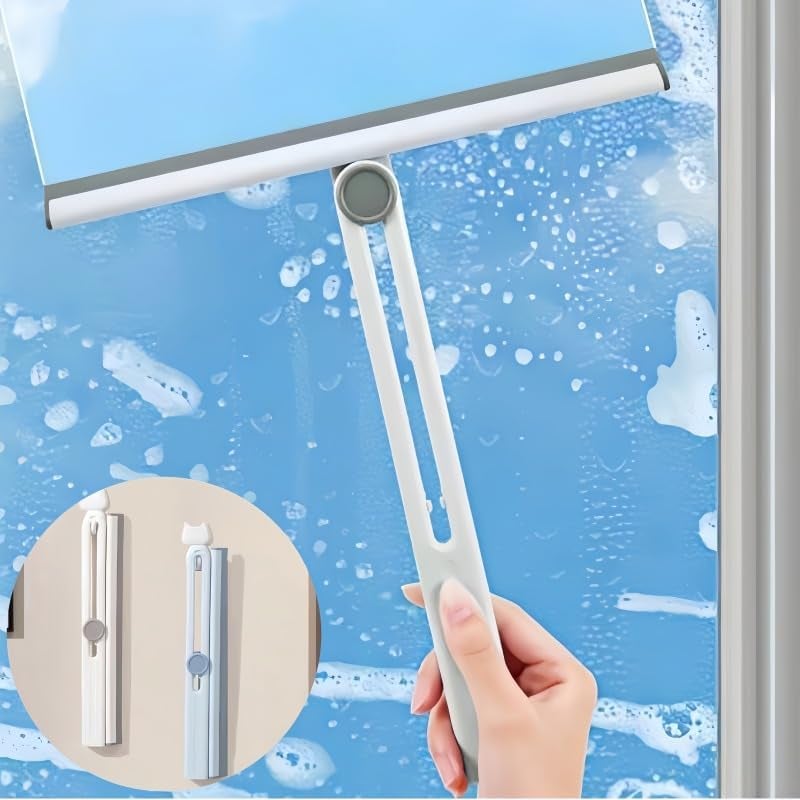 ShipFayda Foldable Window Wiper Cleaning Scraper Brush 360 Rotatable Window Scraper Squeegee Silicone Cleaner Tool Suitable for Tile Walls Mirror Car Wdshield Scraper Countertop Bathroom