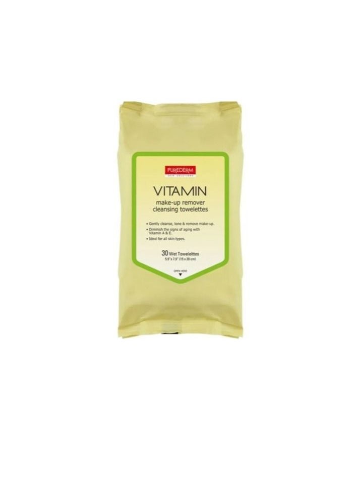 Purederm - Vitamin Make-Up Remover Cleansing Towelettes - ADS 627 - 30pcs - Image 1