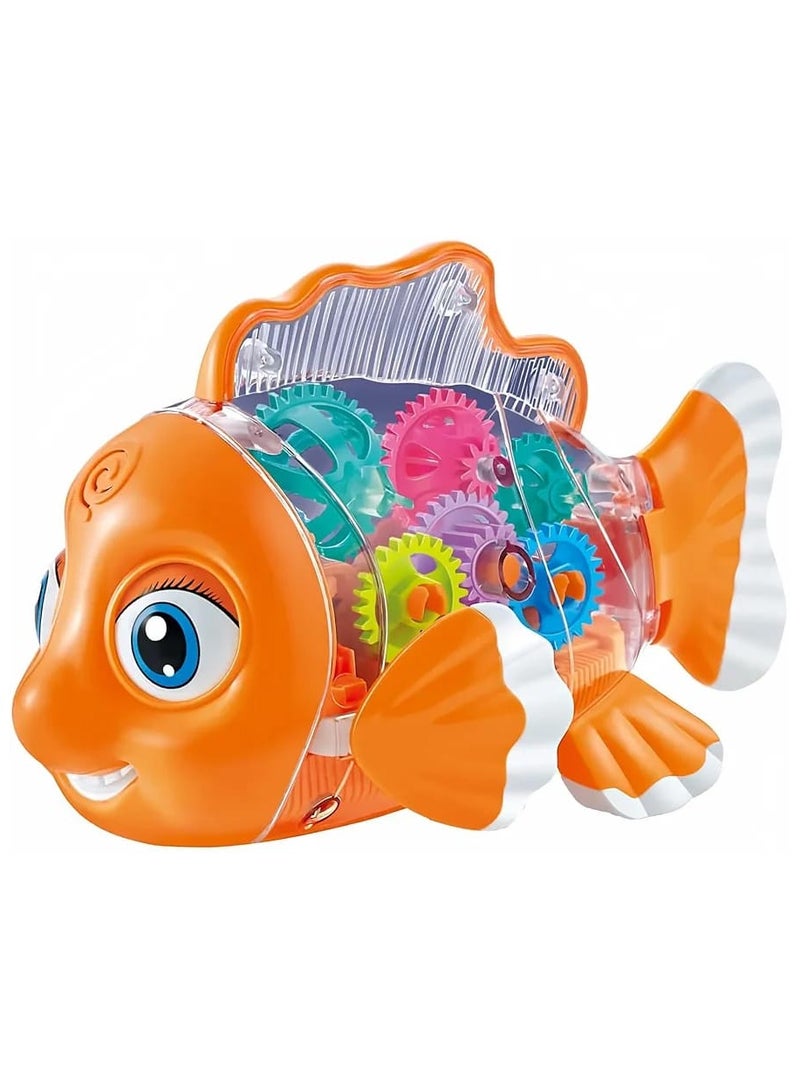 Transparent Gear Fish Toy with Lights & Music – Fun Educational Toy for Kids (3+ Years)  - Image 1