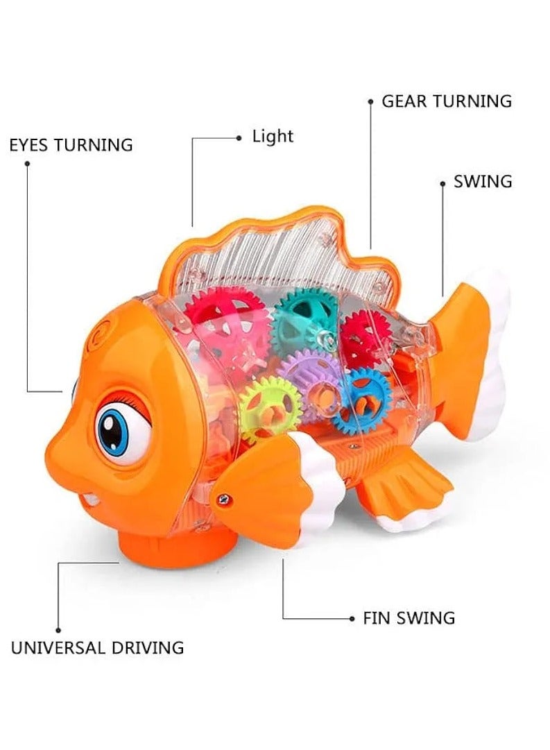 Transparent Gear Fish Toy with Lights & Music – Fun Educational Toy for Kids (3+ Years)  - Image 2