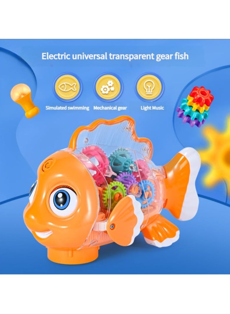 Transparent Gear Fish Toy with Lights & Music – Fun Educational Toy for Kids (3+ Years)  - Image 3