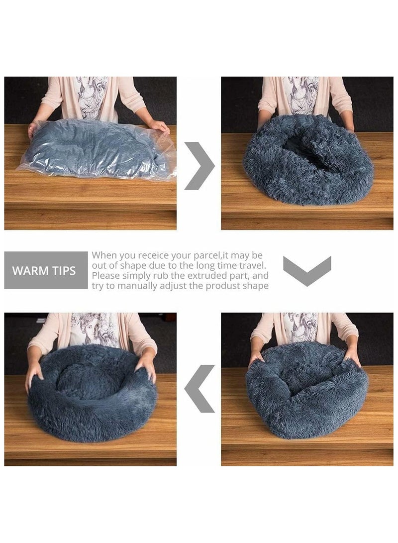 مورو مورو سرير كلاب مخملي تقويمي مع فراء ناعم وقاعدة بلاستيكية - عش مريح وقابل للغسل للحيوانات الأليفة - Image 3
