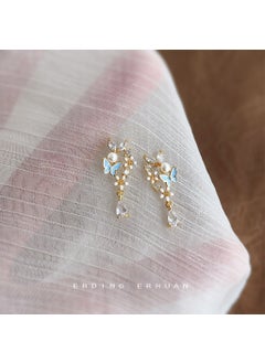 2024 Floral Butterfly Stud Earrings 4113 silver needle zircon flower stud earrings