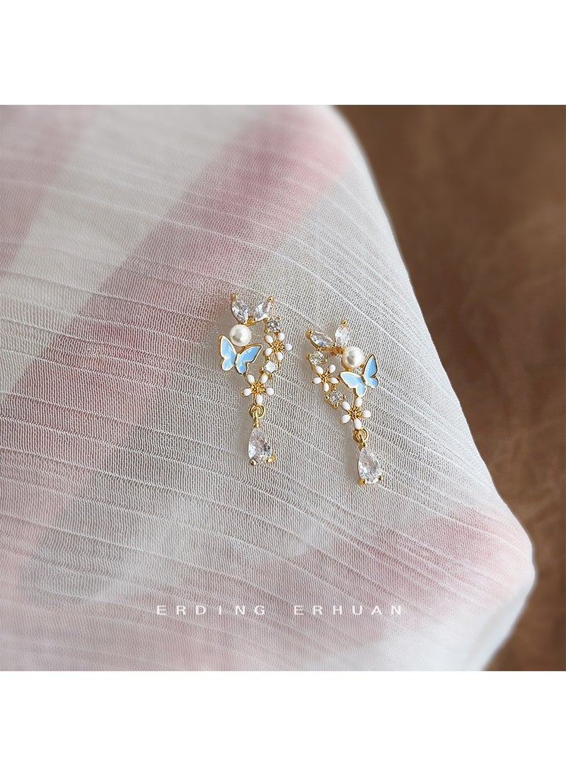 Generic - 2024 Floral Butterfly Stud Earrings 4113 silver needle zircon flower stud earrings - Image 1