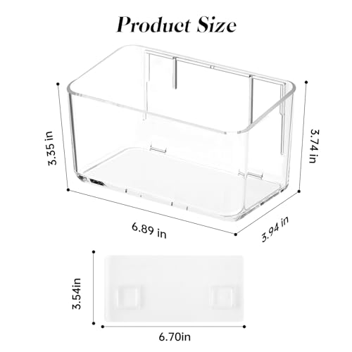 PAVSTINE 2 Pack Clear Shower Shelf, Adhesive Bathroom Shower Shelves, Wall Mounted Bathroom Shower Organizer, No Drill Shower Shelves with Self Adhesive Tape, Transparent - Image 5