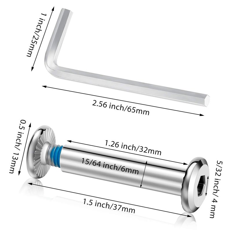 Hotop 20 Sets Skate Wheel Socket Screw Inline Roller Skate Screws Shaft Hex with 2 Pieces Installation Tool - Image 2