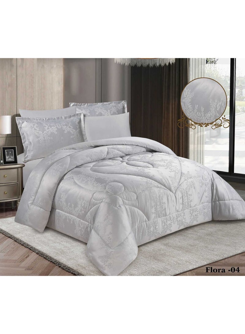 Miral Printed Single and a Half Bedding Set – 4 Pieces (Reversible Comforter 230×170, Fitted Sheet 120×200, 2 Pillowcases 70×50)
