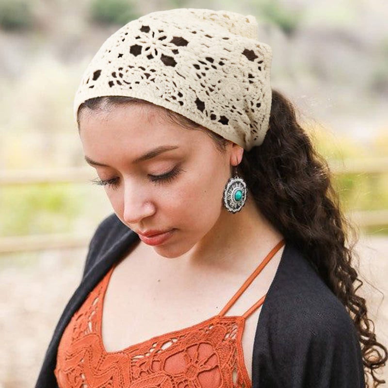 DRESHOW Floral Crochet Hair Bandana Tie Knotted Headscarf Vintage Headband Knitted Head Kerchief for Women Girls - Image 2