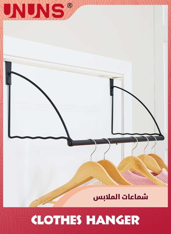 UNUNS Over The Door Hanger,Expandable Adjustable Door Rack Hangers For Clothes,Hanging Towels,Coats,Over Door Clothes Rack Hooks For Bedroom,Washroom,Metal,Black - Image 1