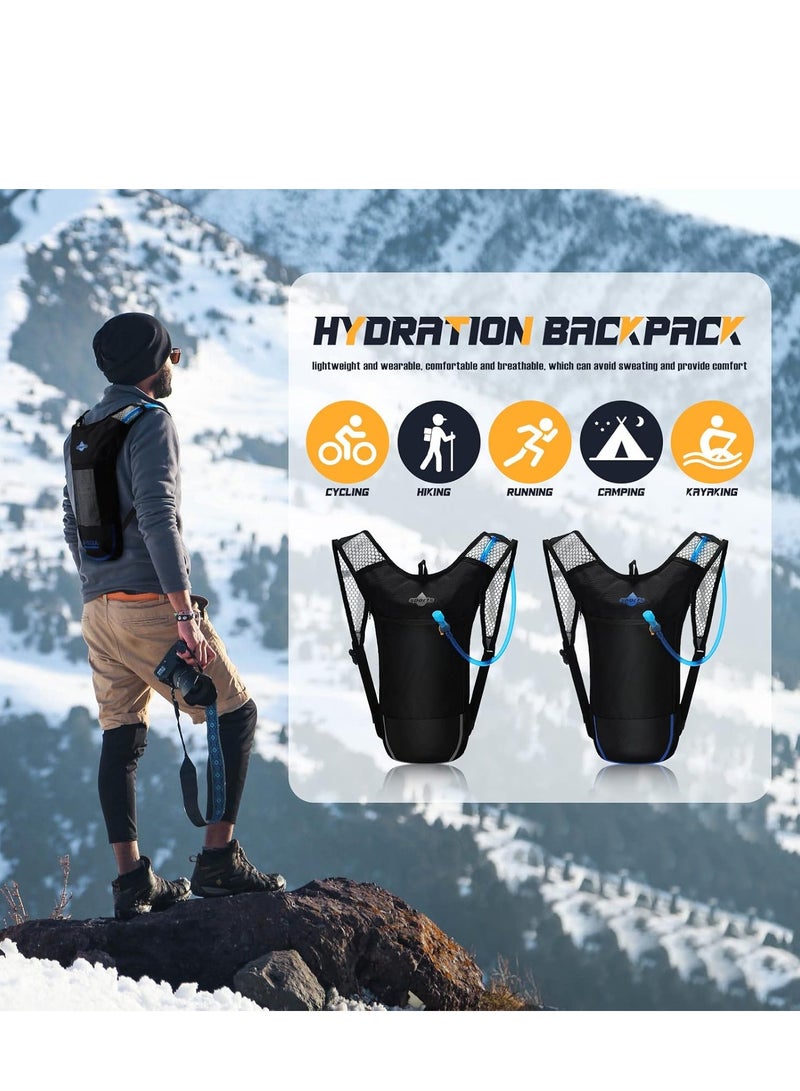 Water bag backpack with 2-liter water bag, lightweight water backpack, outdoor hiking water bag with water bag, suitable for running, cycling, riding, rock climbing, men and women - Image 3