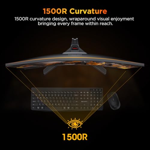 KOORUI 25 Inch Curved Gaming Monitor 240Hz FHD 1080P Computer Monitor, 1500R 1ms MPRT Display, Adaptive Sync, 90% DCI-P3,HDR, Eye Care, Tilt Adjustable, VESA 75x75mm, Black,G2511XC - Image 3