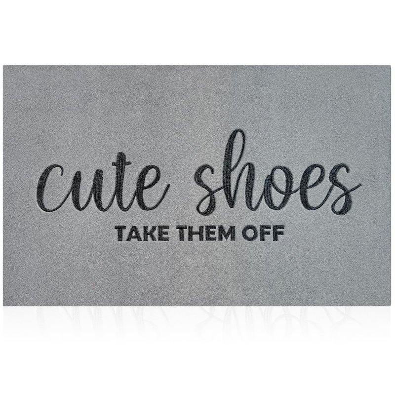 Entryway Cute Shoes Take Them Off Outdoor Mats with Rubber Backing Doormat Indoor Mat Polystyrene Backing Non Slip Natural Mat Light Grey