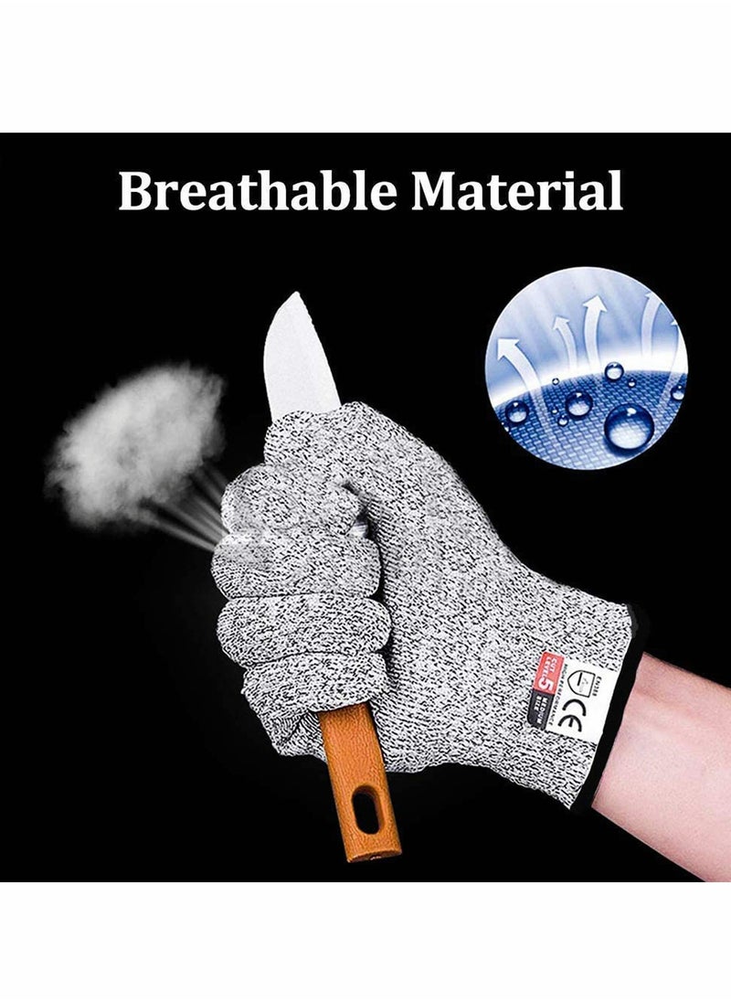 KASTWAVE - Grey Cut Resistant Gloves Food Grade Safety Cut Gloves for Meal Prep Crafts and Outdoors - Level 5 Protection from Knives Vegetable Peelers Graters - Fits Both Hand - 2 Pairs (M+L) - Image 1