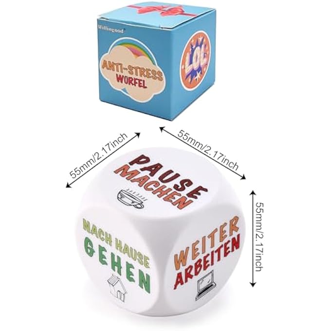 Willingood Pack of 2 Anti-Stress Cube Toys for Adults, Colourful Stress Cube with 6 Fun Actions, Office Gift for Colleagues, Friends - Image 2