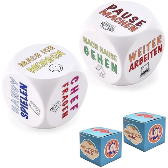 Willingood Pack of 2 Anti-Stress Cube Toys for Adults, Colourful Stress Cube with 6 Fun Actions, Office Gift for Colleagues, Friends - Image 1