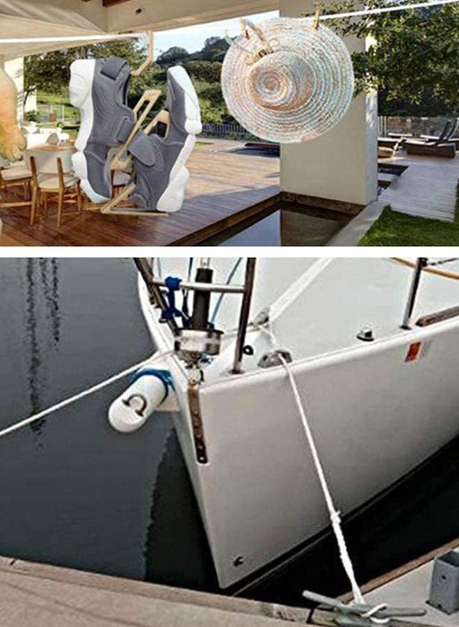 HAWAWA 15M Cotton Clothesline Long Clothes Drying Rope with Steel Wire Core Portable Travel Clothesline Adjustable for Indoor Outdoor Laundry Clothesline, Perfect Windproof Clothes Line - Image 4