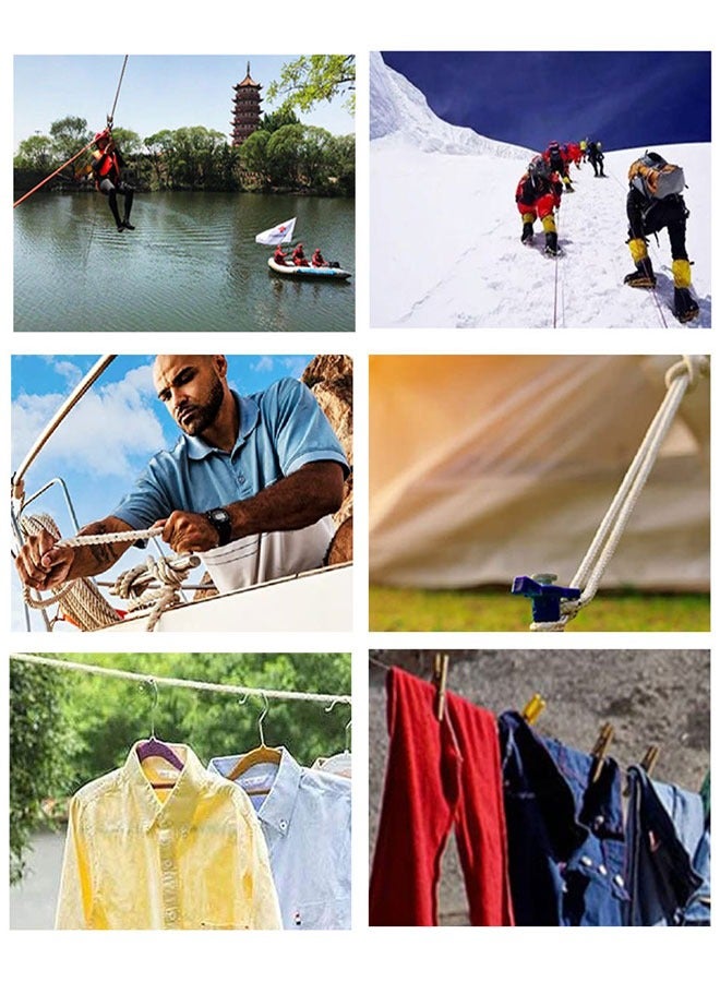 HAWAWA 15M Cotton Clothesline Long Clothes Drying Rope with Steel Wire Core Portable Travel Clothesline Adjustable for Indoor Outdoor Laundry Clothesline, Perfect Windproof Clothes Line - Image 5