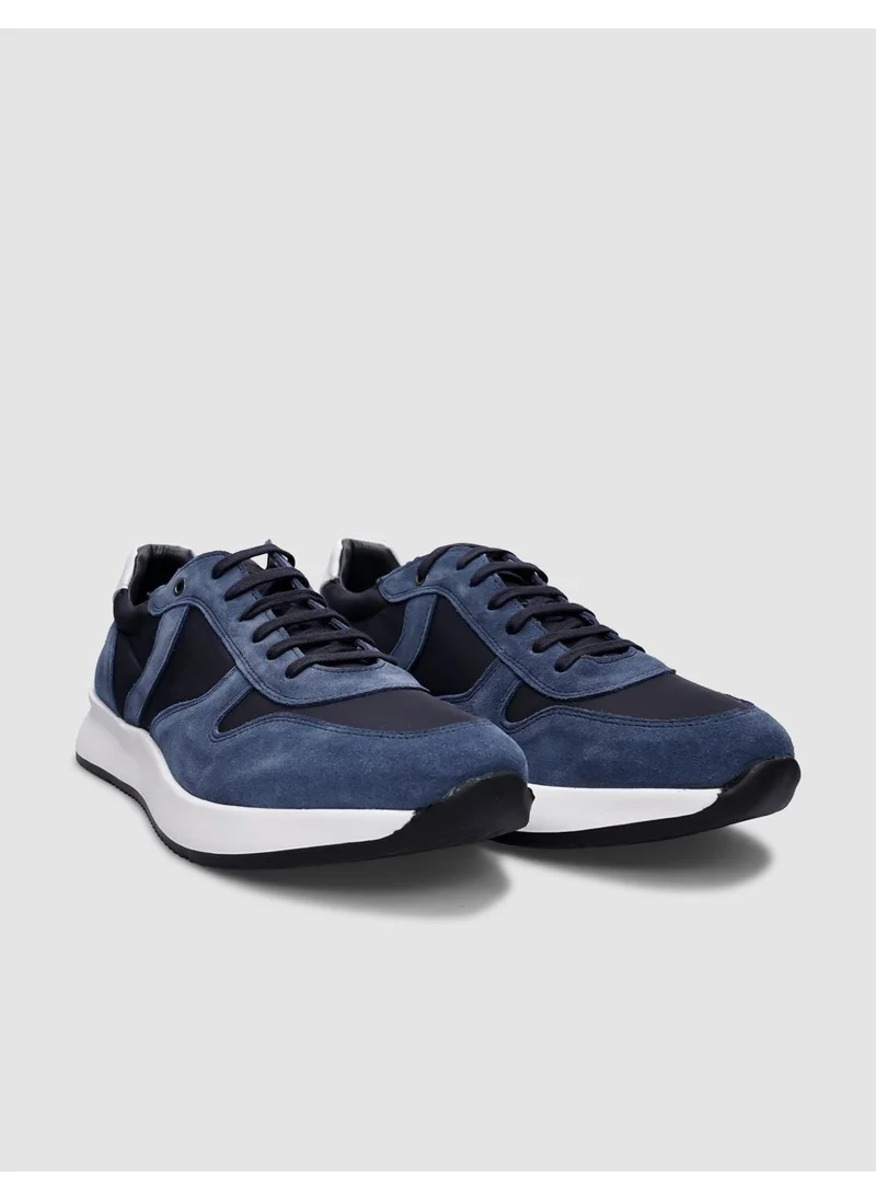 Cabani Leather Blue Suede Lace-Up Men's Sports Shoes