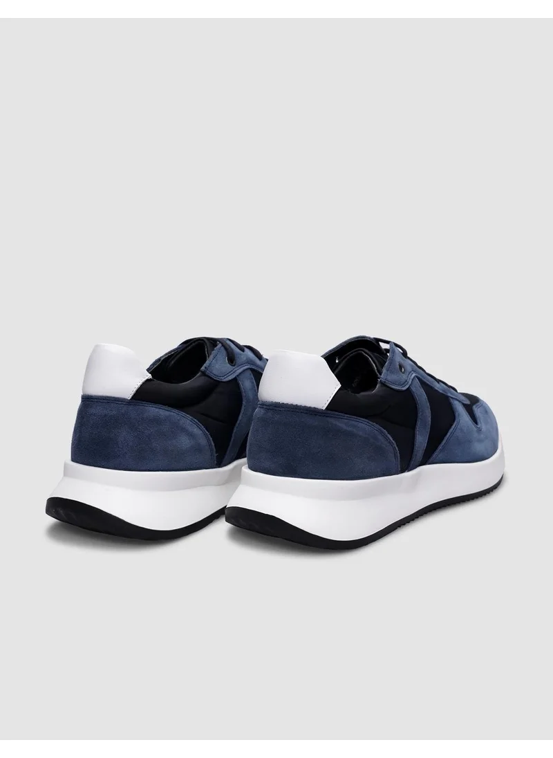 Cabani Leather Blue Suede Lace-Up Men's Sports Shoes
