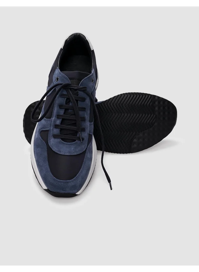 Cabani Leather Blue Suede Lace-Up Men's Sports Shoes