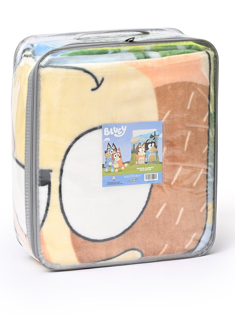 BLUEY Bluey Raschel Blanket - Ultra-Soft & Lightweight 100% Polyester Throw-Blue Color  - Image 1